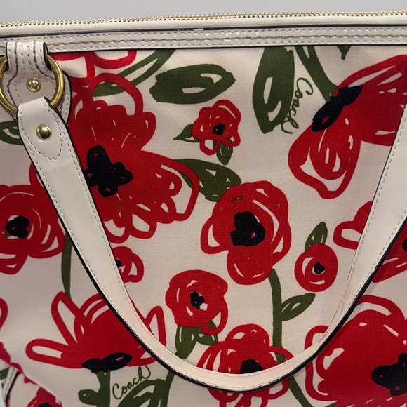Coach Red Poppy East West Hallie Floral Shoulder Bag - Picture 12 of 14